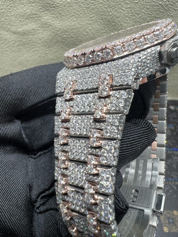 0022 Audemars Piguet Royal Oak Chrono 26331 41mm 2tone Rose Gold & White Arabic Dial Big Stone Raised Band