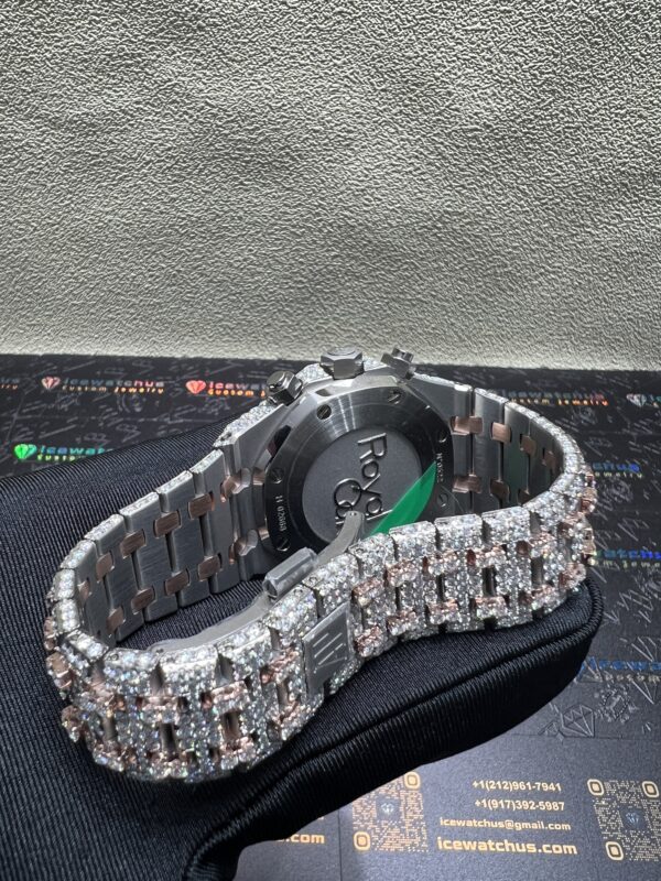 0022 Audemars Piguet Royal Oak Chrono 26331 41mm 2tone Rose Gold & White Arabic Dial Big Stone Raised Band