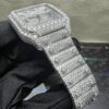 0034 Cartier Santos 40mm White Roman Dial Big Stone Bezel & Case Big Stone Raised Quick Release Band