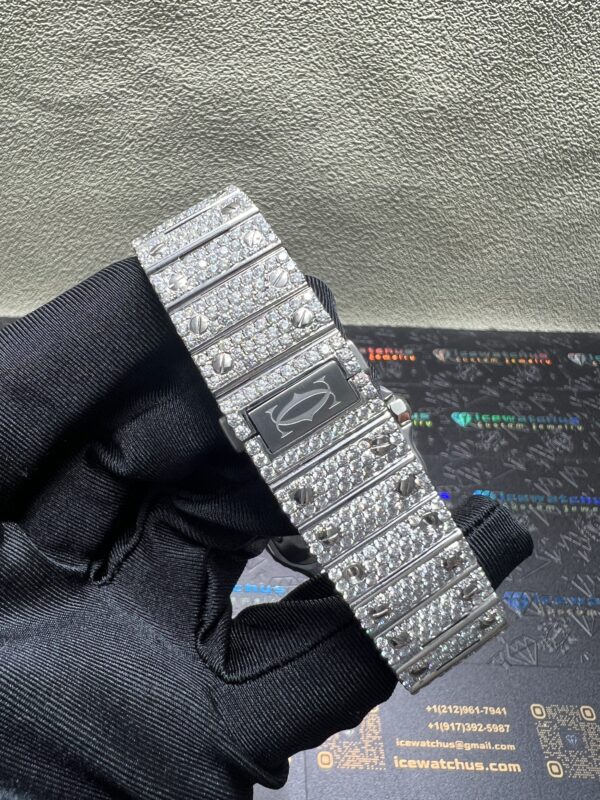 0035 Cartier Santos 40mm 2tone Yellow Gold & White Roman Dial Big Stone Bezel & Case Big Stone Quick Release Band