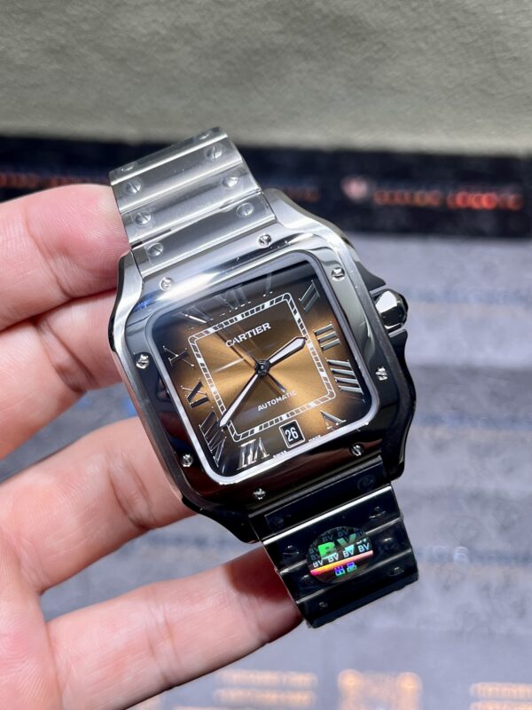 0089 Plain Cartier Santos Mens XL 40MM BVF SSSS Brown Dial