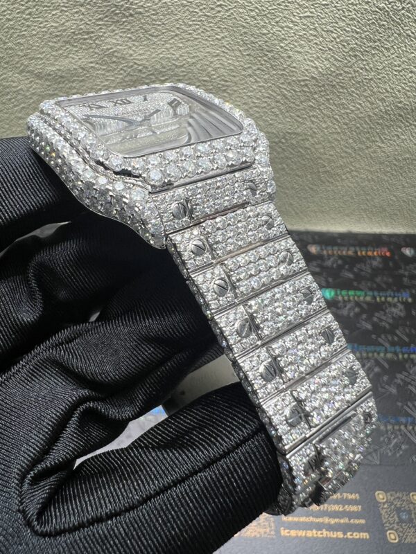 0033 Cartier Santos 40mm White Roman Dial Big Stone Bezel & Case Big Stone Raised Band