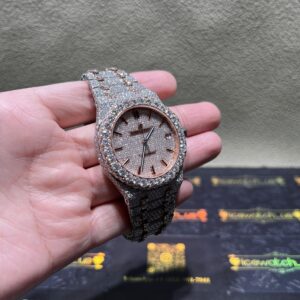 0005 Audemars Piguet Royal Oak 15500 41mm 2tone Rose Gold & White Big Stone Bezel & Case Big Stone Raised Band