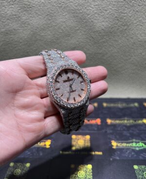 0005 Audemars Piguet Royal Oak 15500 41mm 2tone Rose Gold & White Big Stone Bezel & Case Big Stone Raised Band