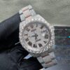 0019 Rolex Datejust 41mm 2tone Rose Gold & White Roman Dial 1 Row Big Stone Bezel Oyster Band