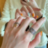 Gucci Double G Floral Wide Band Ring