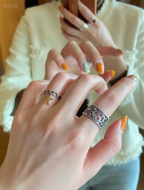 Gucci Double G Floral Wide Band Ring