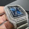 0097 Cartier Santos 40mm White Roman Blue Plain Dial BVF Quick Release Band