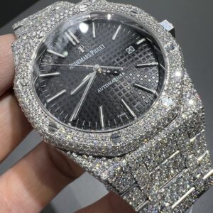 0068 Audemars Piguet Royal Oak 15400 41mm White Plain Black Dial All Small Stones Setting