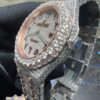 0029 Audemars Piguet Royal Oak 15400 41mm 2tone Rose Gold & White Arabic Dial Big Stone Bezel & Case & Raised Band