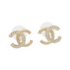 Chanel Half-Diamond Double C Stud Earrings