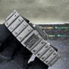 0045 Cartier Santos 40mm White Baguette Dial Big Stone Bezel & Case 3 Rows Quick Release Band