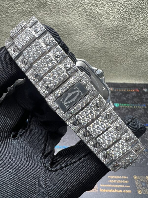 0033 Cartier Santos 40mm White Roman Dial Big Stone Bezel & Case Big Stone Raised Band