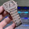 0094 Cartier Skeleton 40mm Rose Gold Big Stone Bezel Small Stone Case 4rows Stone Quick Release Band