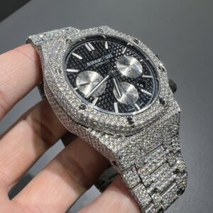 0067 Audemars Piguet Royal Oak Chrono 26331 41mm Plain Black Dial Small Stone Bezel & Case