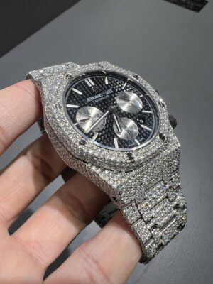 0067 Audemars Piguet Royal Oak Chrono 26331 41mm Plain Black Dial Small Stone Bezel & Case