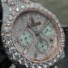 0026 Audemars Piguet Royal Oak Chrono 26331 41mm 2tone Rose Gold & White Baguette Dial Big Stone Bezel & Case Big Stone Raised Band
