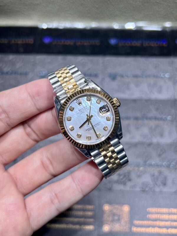0086 Plain Rolex DateJust 31MM Ladies 904L YG WF MOP Dial Jubilee Band
