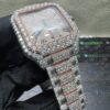 0054 Cartier Santos 40mm 2tone Rose Gold & White Roman Dial Big Stone Bezel & Case Big Stone Raised Quick Release Band
