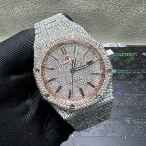 0052 Audemars Piguet Royal Oak 15400 41mm 2tone Rose Gold & White Small Stone Bezel Small Stone Band