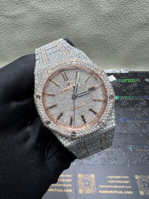 0052 Audemars Piguet Royal Oak 15400 41mm 2tone Rose Gold & White Small Stone Bezel Small Stone Band