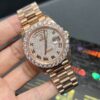 0095 Rolex Daydate 40mm Rose Gold Roman Dial One Row Big Stone Bezel President Band