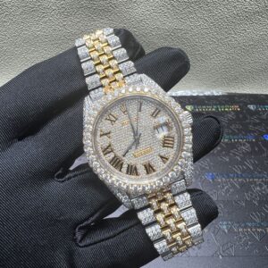 0037 Rolex Datejust 41mm 2tone Yellow Gold & White Roman Dial 2 Rows Bezel Jubilee Band