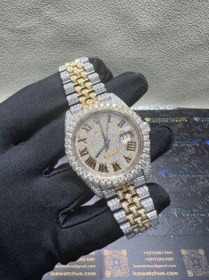 0037 Rolex Datejust 41mm 2tone Yellow Gold & White Roman Dial 2 Rows Bezel Jubilee Band