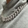 22mm 23in 925Silver Moissanite Cuban chain