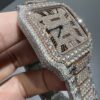 0072 Cartier Santos 40mm 2tone Rose Gold & White Roman Dial Big Stone Bezel Small Stone Case Big Stone Raised Quick Release Band