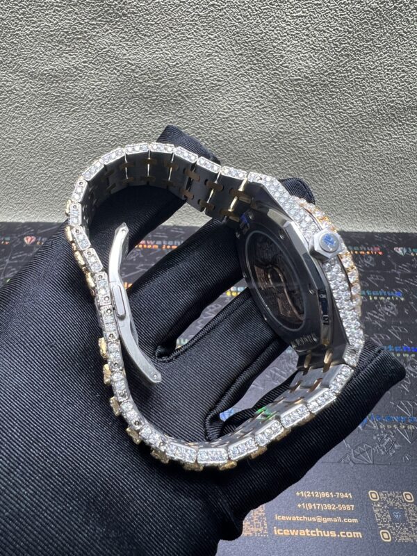 0028 Audemars Piguet Royal Oak 15400 41mm 2tone Yellow Gold & White Big Stone Bezel & Case & Raised Band