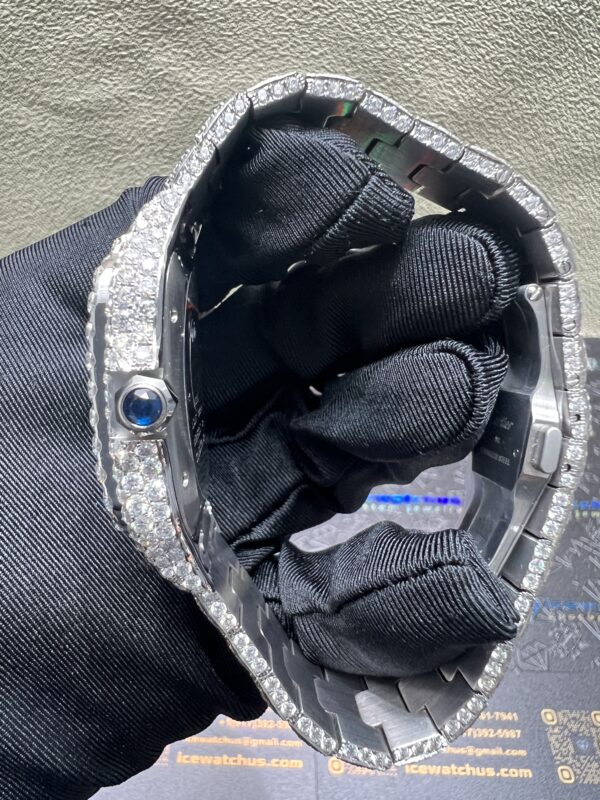 0033 Cartier Santos 40mm White Roman Dial Big Stone Bezel & Case Big Stone Raised Band