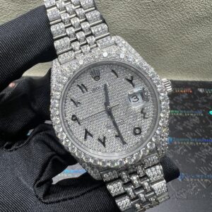 0020 Rolex Datejust 41mm White Arabic Dial 2 Rows Bezel Jubilee Band