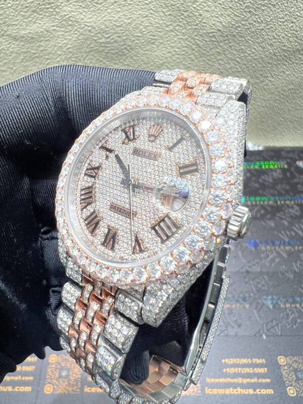 0049 Rolex Datejust 41mm 2tone Rose Gold & White Roman Dial 2 Rows Bezel Jubilee Band
