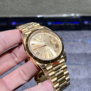 0083 Plain Rolex DayDate 40MM YG Dial Roma Marker President Band (Tungsten Heavy Version 170g)