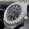 59a9b664f07053968f8a8a677c6d872d 0032 Audemars Piguet Royal Oak 15400 41mm White Plain Black Dial All Big Stones Setting Raised Band