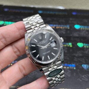 0084 Plain Rolex DateJust 41MM Clean CF Black Dial Lume Marker Jubilee Band