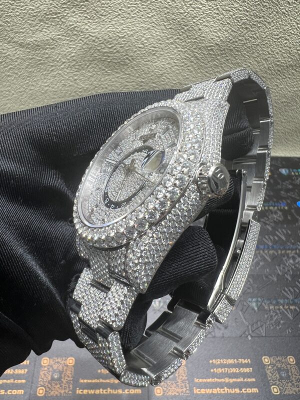 0041 Rolex SkyDweller 42mm White 2 Rows Stone Bezel
