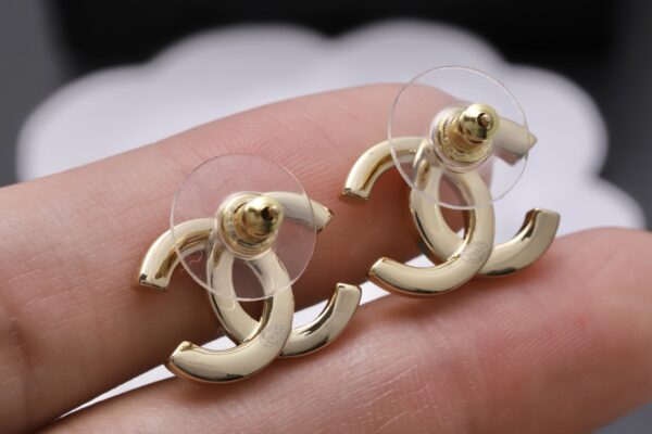 Chanel Half-Diamond Double C Stud Earrings