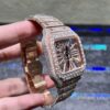 0094 Cartier Skeleton 40mm Rose Gold Big Stone Bezel Small Stone Case 4rows Stone Quick Release Band