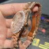 0095 Rolex Daydate 40mm Rose Gold Roman Dial One Row Big Stone Bezel President Band