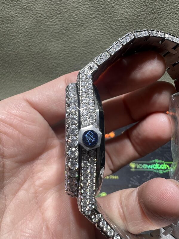 0004 Audemars Piguet Royal Oak 15400 41mm White Arabic Dial Big Stone Bezel And Case Big Stone Band