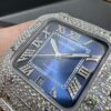 0096 Cartier Santos 40mm White Roman Blue Dial BVF Small Stone Bezel Small Stone Case 4 Rows Quick Release Band