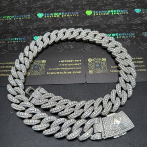 22mm 23in 925Silver Moissanite Cuban chain