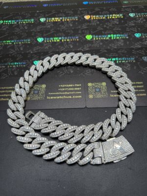 22mm 23in 925Silver Moissanite Cuban chain