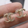 Chanel Half-Diamond Double C Stud Earrings