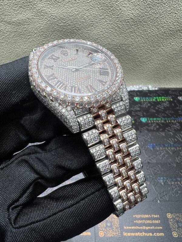 0049 Rolex Datejust 41mm 2tone Rose Gold & White Roman Dial 2 Rows Bezel Jubilee Band