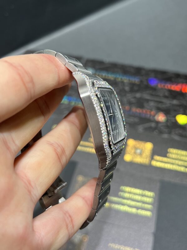 0097 Cartier Santos 40mm White Roman Blue Plain Dial BVF Quick Release Band