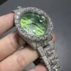 0073 Rolex Datejust 41mm White Customised Green Arabic dial 1 Row Super Big Stone Bezel Oyster Band with Large Stones Protrude