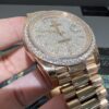 0039 Rolex Daydate 40mm Rose Gold Baguette Dial One Row Stone Bezel President Band